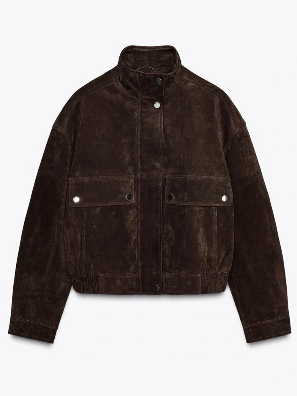 ZARA 100% SUEDE LEATHER BOMBER JACKET WITH POCKETS XL NWT